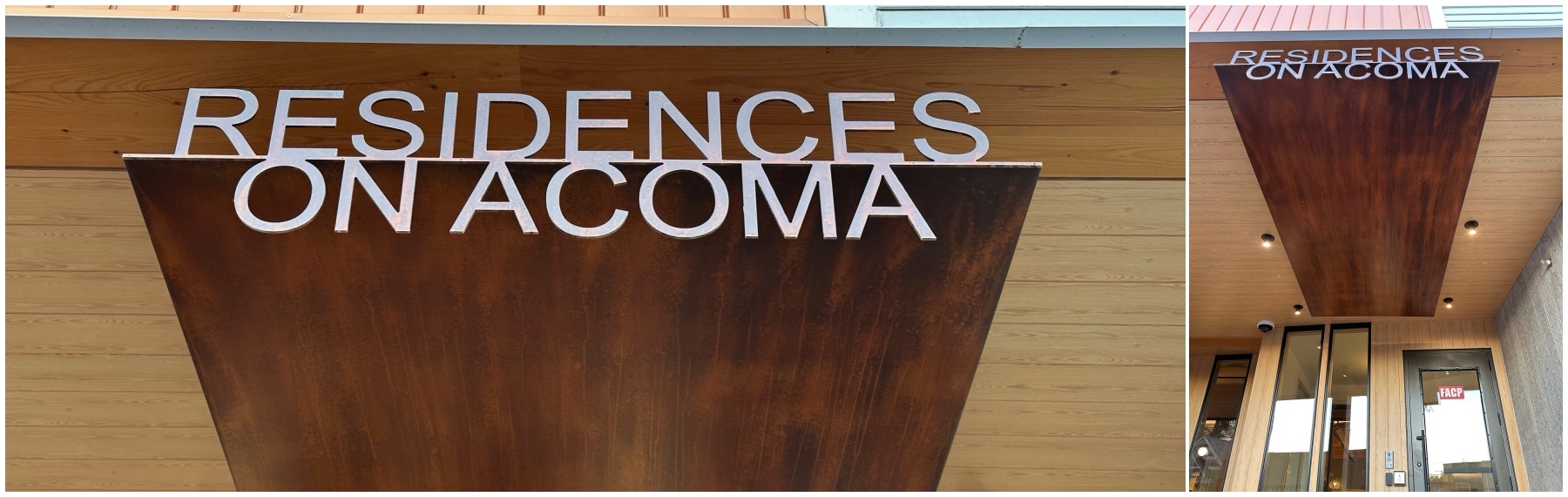 Residences Acoma Header Entry Sign Faux Corten header